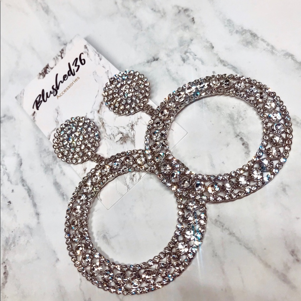 Silver Crystal Hoop Earrings